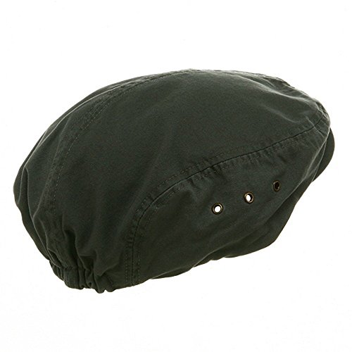 Washed Canvas Golfing Beret Ivy Ascot Cabbie Cap Dark Grey