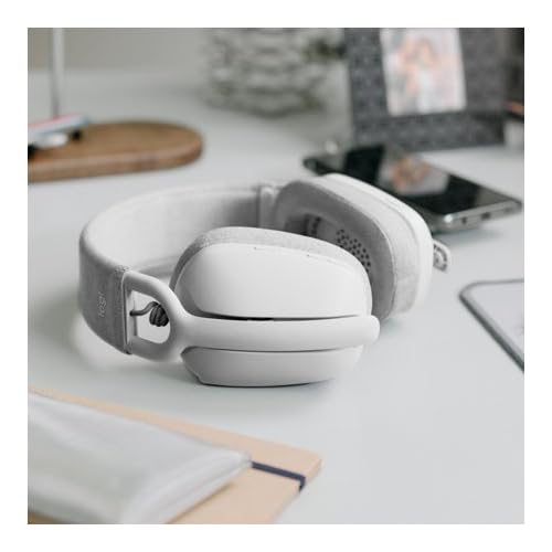 Logitech Zone Vibe 100 Lightweight Wireless Over Ear Headphones with Noise Canceling Microphone, Advanced Multipoint Bluetooth Headset, Works with Teams, Google Meet, Zoom, Mac/PC - Off White