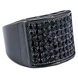 Jet Black Band Micropave Onyx CZ Ring,Size 10