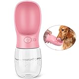 pedy Dog Water Bottle, Pet Travel Water Bottle with ABS Food Grade Small Dog Travel Outdoor Water Drinking Bottle 12OZ, Pink