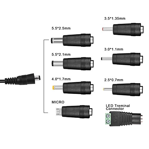 [New Version] Universal AC/DC Adapter, CUGLB 12 W Multi Voltage Switching Power Supply with 8 Selectable Tips for 3V to 12V Max. 1.2A Household Electronics and LED Strip - Thumbnail 2