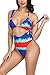 Viottiset Women's Halter Brazilian Sexy Thong Bikini Strappy 2 Piece Swimsuit Push Up Mutli-Color Large