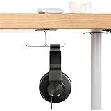 6amLifestyle - Aluminum Headphone Stand Holder, Stick-On Hooks Under-Desk Headphone Stand Hanger Mount, Perfect for Office and Home Use