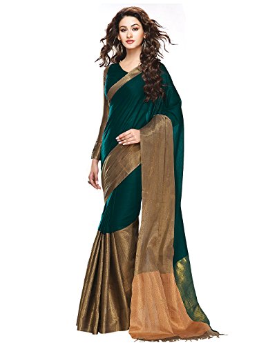 Shonaya golden cotton silk printed saree & unstitch…