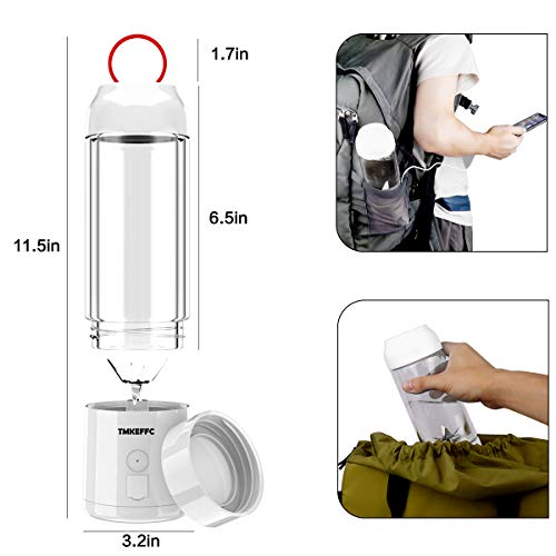 Portable Juicer Cup USB Battery Operated Blender - Six Blades in 3D, 16 oz, 4000mAh Rechargeable Battery Power Bank, 480ml Fruit Mixing Machine with Ice Tray FDA BPA Free (White)