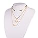 3 Layered Necklace,Haluoo Women Fashion Gold Plated Cuff Choker Necklace Dainty Rhinestones Heart Cross Pendant Clavicle Necklace Delicate Love Letter Pendant Sweater Chain Necklace (Gold)thumb 3