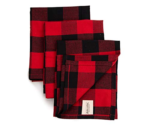 Red and Black Dish Towels - Buffalo Checked Kitchen Towels - Cotton Buffalo Plaid Dish Towel - Buffalo Check Hand Towels - Red Plaid Kitchen Towels Cotton - Checkered Tea Towels (18 X 28, Red&Black) - Thumbnail 3