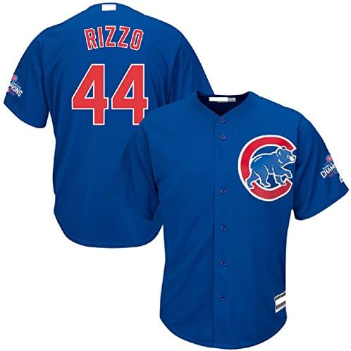 Fstylers Men's Cubs Rizzo Royal Blue Alternate 2016 World Series Champions Team Logo Patch Baseball Jersey (L)
