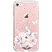 JAHOLAN Compatible with iPhone SE 2022/2020, 7, 8, 6/6S Case, Cute Girl Floral Design Clear Slim TPU Case with IMD Technology