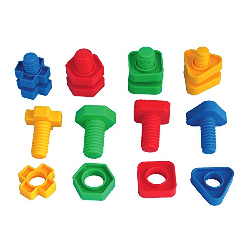 Jumbo Nuts & Bolts 32 pcs Sets - Stem Toys for Boys & Girls - Educational Toy for Baby & Toddler & 1 2 3 Year Olds Kids - Learning Colors & Shapes - Improving Matching & Motor Skills - Thumbnail 3