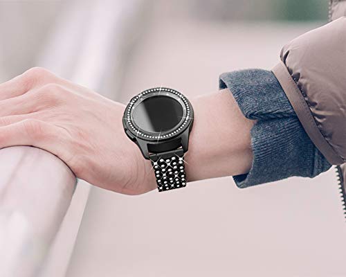 Dsytom Jewelry Bezel Ring Compatible with Galaxy Watch Bezel 42mm,Gear Sport Watch Bezel Cover Protector Adhesive Loop Anti Scratch Design for Samsung Galaxy Watch 42mm/Gear Sport(Black)