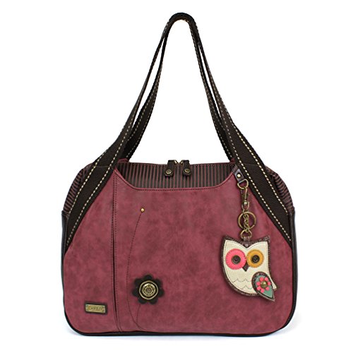 Chala Large Bowling Tote Bag with coin purse Burgundy (Owl Burgundy) Ã‚