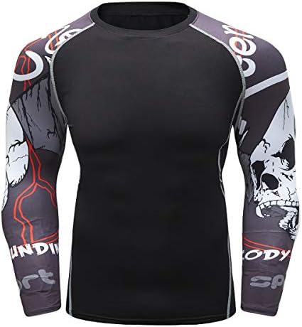 Fanii Quare Men's Soft Fit Long Sleeve Workout Rashguard Cool Dry Compression Fitness Shirt