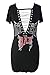 Bdcoco Women's Sexy V-Neck Print Short Sleeve Casual T-Shirt Bandage Tops Mini Dress