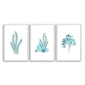 3 Piece Framed Canvas Wall Art Simple Seabed Elements Canvas Prints Home Artwork Decoration for Living Room,Bedroom - 16"x24"x3 Panels