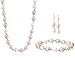 Sterling Silver 9-9.5mm Multi-Pink Freshwater Cultured Pearl Necklace, Bracelet and Hoop Earrings Set