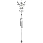 StealStreet SS-G-99388 Silver Angel Wind Chime with Silver Gems and Halo, 23"