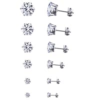 Iumer 6pairs Women Mini Zircon Stud Earring Set Fashion Jewelry,White Zircon