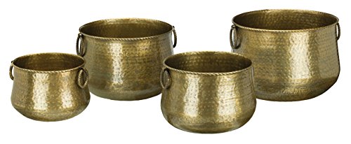 Regal Art & Gift Planter (Set of 4), Hammered Brass