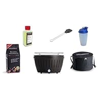  Lotusgrill Lotusgrill Edelstahl Stahl Kunststoff schwarz klein Balkon Camping Picknick ✔ rund ✔ tragbar rauchfrei ✔ Grillen mit Holzkohle ✔ für den Tisch 