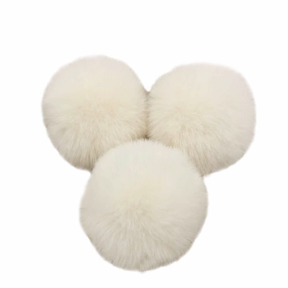 Pack of 10 10 cm Pompoms Faux Fur Rabbit Fur Bobble Faux Fur Pom Ball Plush Balls for DIY Craft Hats Pendant Decoration Women Girls Bag Pendant Key Chain Beige
