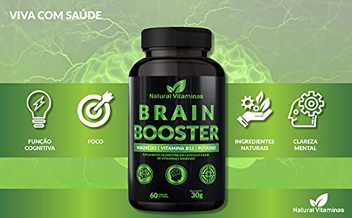 Complexo B, Biotina, Magnésio, Cálcio, Zinco e mais Vitaminas Bain Booster - 1 Pote com 60 Cápsulas de 650mg