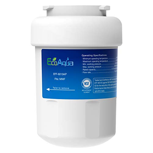 EcoAqua EFF-6013AP NSF 53&42 Certified Filter, Compatible with GE MWF SmartWater, MWFA, MWFP, GWF, GWFA, 46-9991, HDX FMG-1, WFC1201, GSE25GSHECSS, PC75009, RWF1060 Refrigerator Water Filter