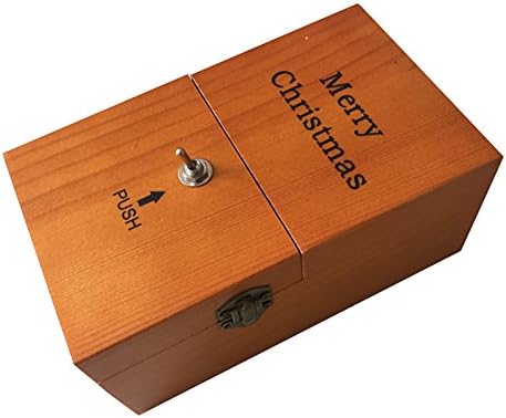 Willcomes Wooden Merry Christmas Turns Itself Off Box Leave Me Alone Box Machine for Christmas Gifts or Desk Geek Toys
