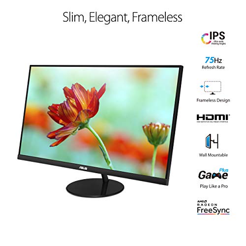 ASUS VL279HE 27” Eye Care Monitor, 1080P Full HD (1920 x 1080), IPS, 75Hz, Adaptive-Sync, FreeSync, HDMI D-Sub… - Image 2