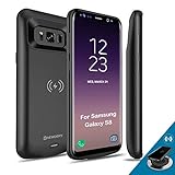 NEWDERY Upgraded Samsung Galaxy S8 Battery Case Qi Wireless Charging Compatible, 5000mAh Slim Rechargeable Extended Charger Case Compatible Samsung Galaxy S8 (2017)-(5.8 Inches Black)