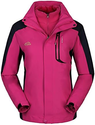 Women's Windproof Softshell Fleece Waterproof Ski Jacket 3 in 1 Outdoor Sports Coat