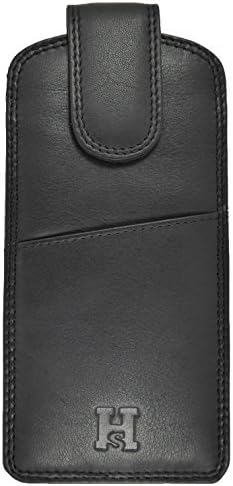 Slim Fine Leather Glasses Case with Magnetic Tab Fastener