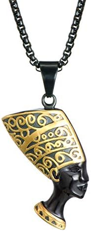 Ancient Cleopatra Nefertiti Pendants & Necklaces Stainless Steel Pyramid Egyptian Queen Necklaces for Men Women Jewelry