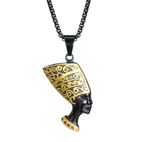 Ancient Cleopatra Nefertiti Pendants & Necklaces Stainless Steel Pyramid Egyptian Queen Necklaces for Men Women Jewelry