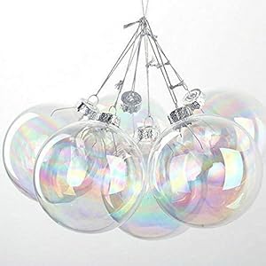 12st CLEAR ornamenten iriserend glazen kerstballen decoraties 6 cm