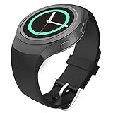 Gear S2 Watch Band, MoKo Soft Silicone Replacement Sport Band for Samsung Gear S2 (SM-R720 / SM-R730 ONLY) Smart Watch, NOT FIT S2 Classic Watch (SM-R732 & SM-R735), NOT FIT Gear Fit2 Watch, BLACK