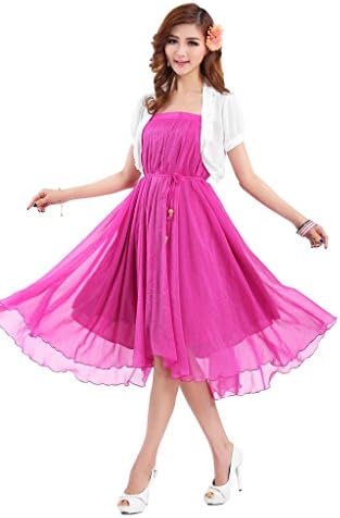 Beautifulmall Women's Silk Chiffon Elastic Waist Maxi Long Skirts Dresses