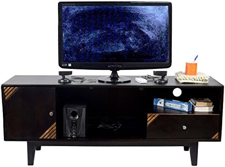 DAINTREE Shaby TV Unit Cabinet (Lacquer Finish, Walnut and Natural)