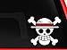 One Piece Luffy Flag White and Red Sticker Decal Pirate Cartoon Anime White Car Window Wall Macbook Notebook Laptop Sticker Decal