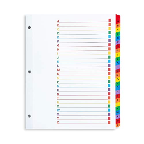 Blue Summit Supplies Alphabet Binder Tab Dividers for 3 Ring Binder or