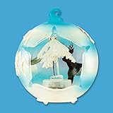 Christmas Globe Ornament - LED Lighted Glass Ball Ornament with Hand Painted Holiday Designs - Glass Tree