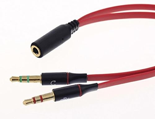 Stargazer Enterprises Red 8" Stereo Audio Y Splitter 1 Jack female to 2 Male 3.5mm Adapter Cable