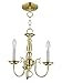 Livex Lighting 5013-02 Williamsburg 3 Light POLISHED BRASS Hanging Lantern / Flush Mount Mini Chandelier.