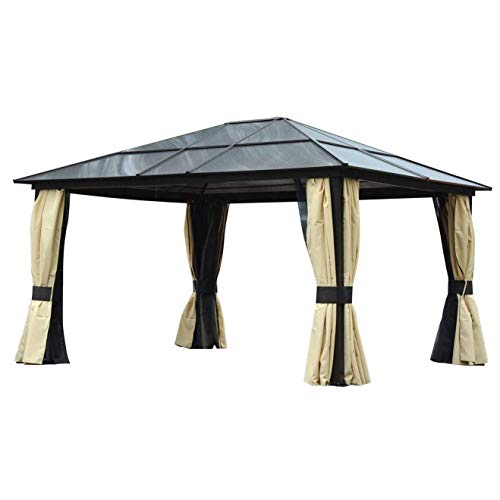 Ausstattung Patio Aluminium Pavillon Baldachin Festzelt Party Zelt Hardtop Dach Gartenunterstand mit Mesh Seitenwände 4…