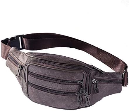 KERVINFENDRIYUN YY3 Black Genuine Lambskin Leather Fanny Pack Waist Bag With Cell Phone Pouch,Waist Pack Crossbody Bag For Men Boy