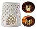 WANYA Ceramic Tealight Candle Holder, Essential Oil Burner, Wax Warmer Burner Diffuser for Home Bedroom Decor, Romantic Gift, White with Heart Pattern