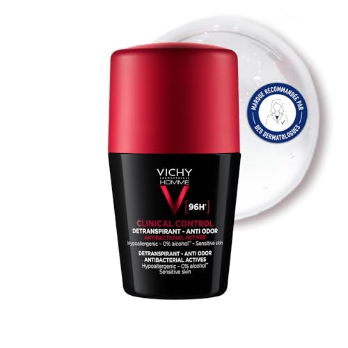 Homme, Clinical Control, Déodorant Roll-On pour Homme, Détranspirant à l'Efficacité Très Longue Durée 96 H, Sans Alcool et Sans Parfum, 50 ml
