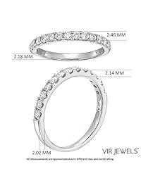 Vir Jewels - Juego de alianzas de boda de diamante de 1 2 quilate en oro blanco o amarillo de 14 quilates