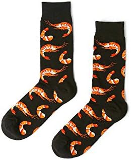 To Simple Young 5 Pairs Womens 3D Seafood Art Printed Funny Casual Crew Socks (1 Pair Shrimp Painting)