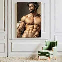 HMLZSJ Nude Muscle Male Torso Portrait Art Gay